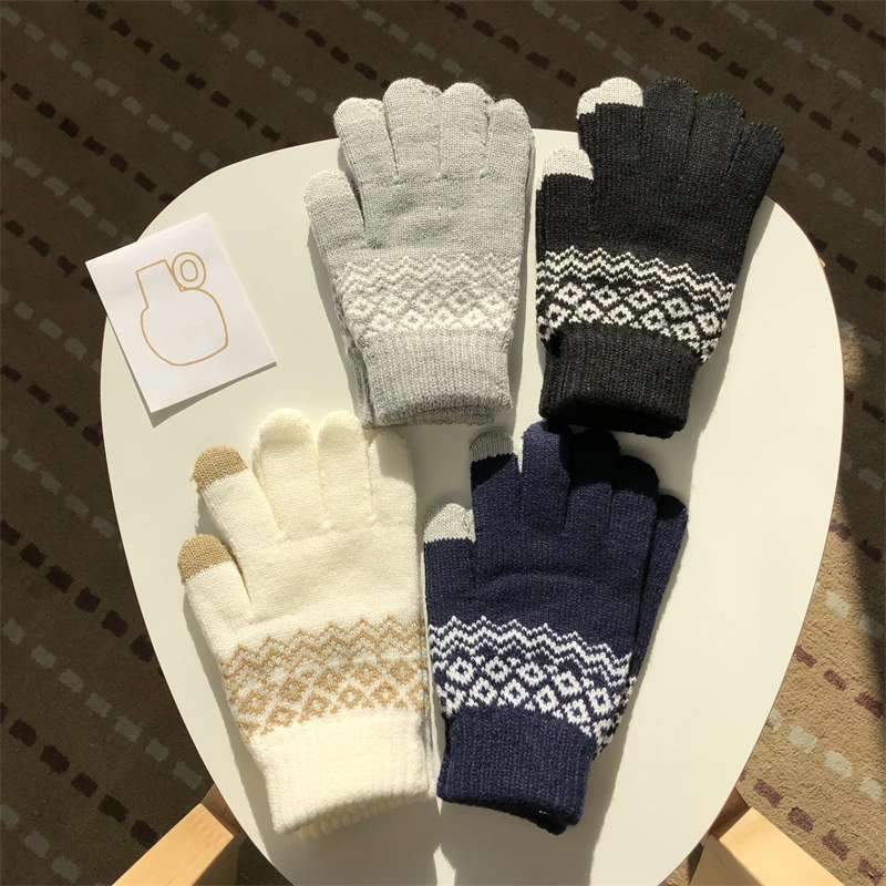 

2022 New Korean Retro Full Finger Gloves for Women Girls Thick Keep Warm Riding Glove Women's Fashion Glove Gift Outdoor Winter