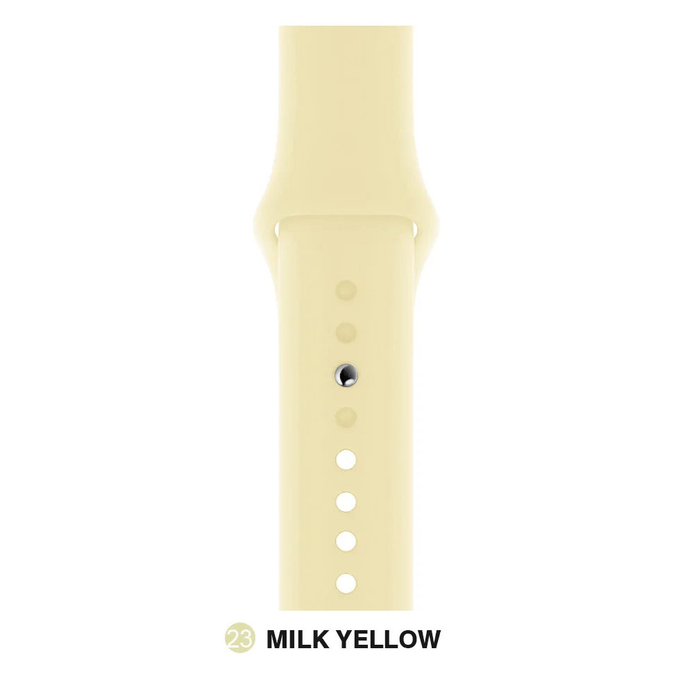 Milk yellow Мягкий силиконовый сменный спортивный ремешок для Apple Watch версии 4, 3, 2, 1, 42 мм, 38 мм, браслет на запястье, ремешок для iWatch 4, 40 мм, 44 мм, спортивный - Цвет ремешка: Milk yellow