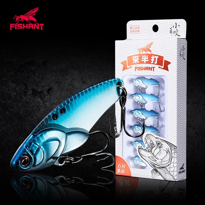 

FISHANT 6 шт. Xiaoyao, металлическая приманка для рыбной ловли, искусственная Вибрирующая приманка с полным покрытием для плавания, искусственный в...