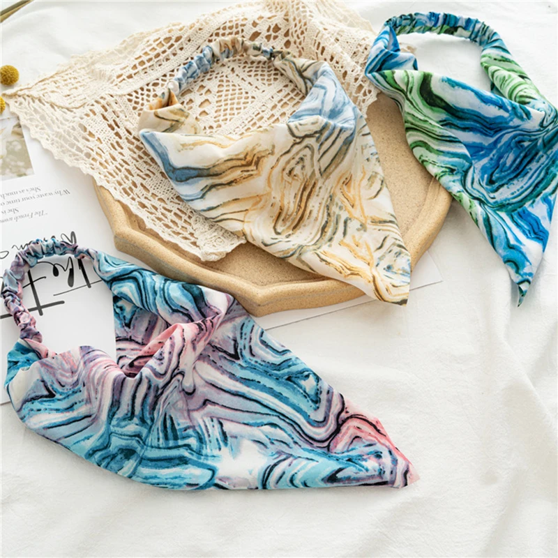 

Fashion Elastic Hair Bands Tie-dyed Scrunchies DIY Fashion Hair Accessories Triangle Bandanas Hairbands Scarf Headband