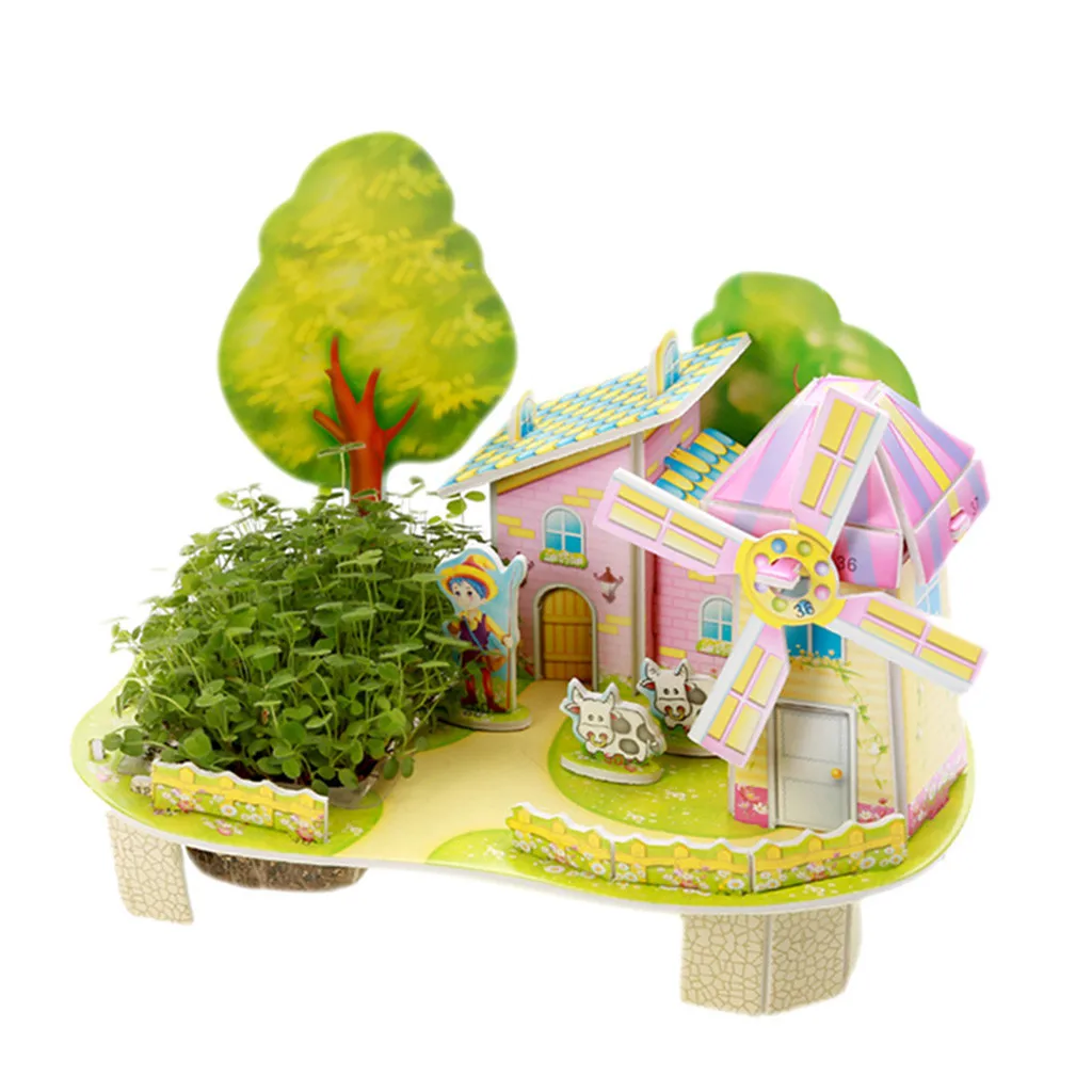 HIINST Attractive Cartoon Castle Garden Zoo Princess House 3D Puzzle Jigsaw Paper Model Learning Educational Toys For Children | Игрушки и