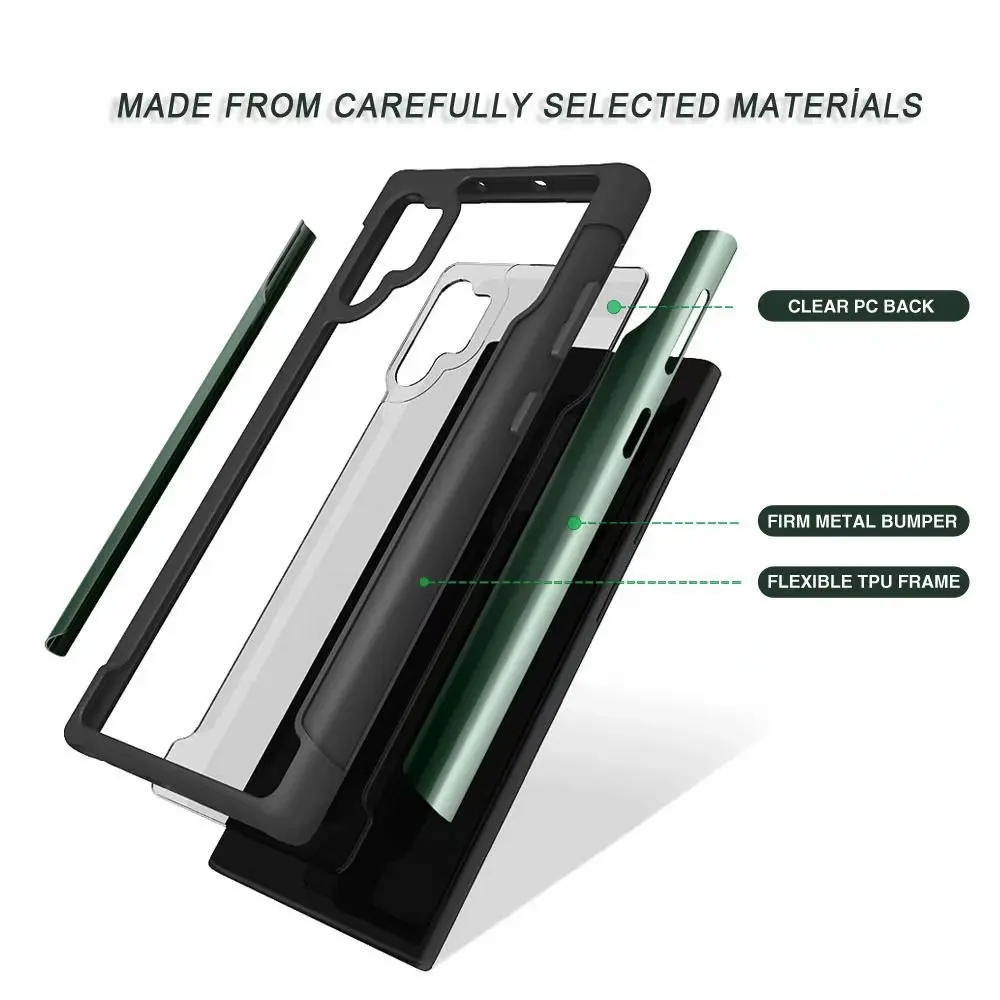 100 шт./лот металлический акриловый ударопрочный чехол из ТПУ для Samsung Note 10 NOTE 10PRO S10