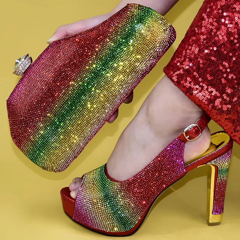 Doershow/модные красные итальянские туфли с сумочкой в комплекте комплект из женских