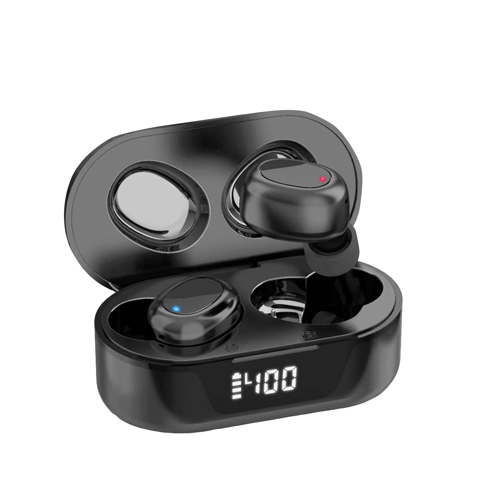 

LDE New Wireless In-Ear Earbudswith Mic BT5.0 TWS Sports Earphone With LED Display Charging Box-BLACK