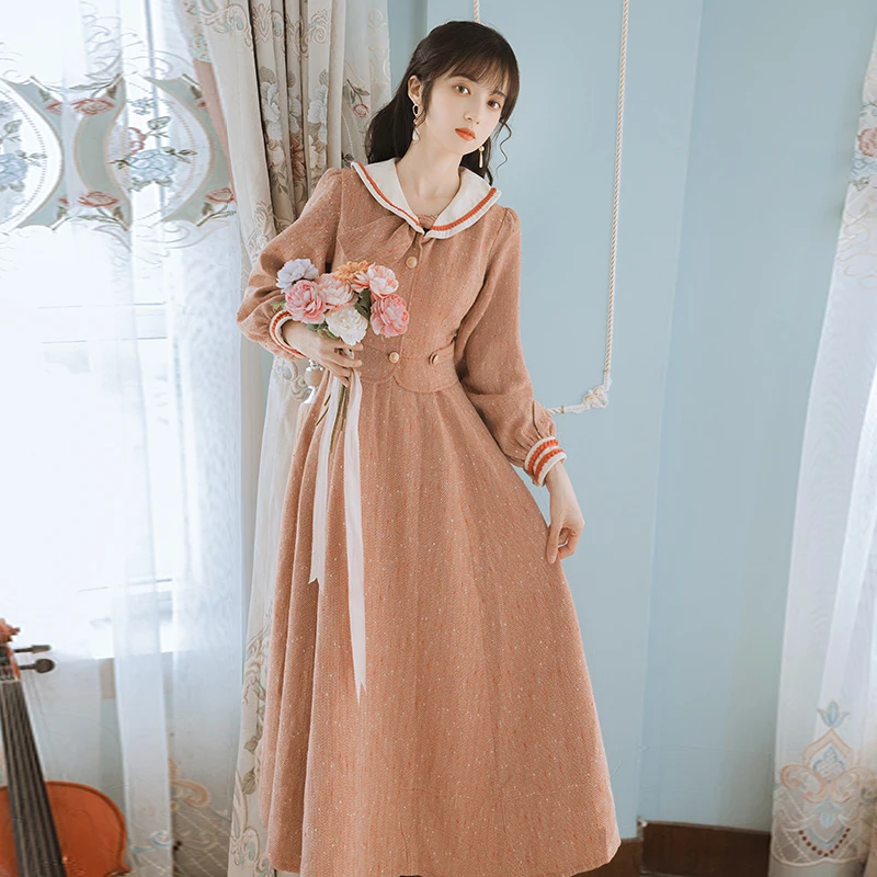 2019 Новая модная женская одежда осеннее и зимнее винтажное платье | Женская