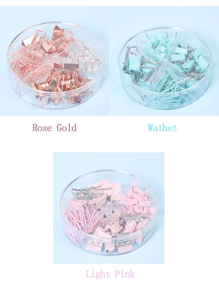Light pink Зажимы, скрепки, розовые, железные, пластиковые, милые, кавайные, школьные канцелярские принадлежности, офисные принадлежности, для девочек, мини, нажимная булавка, файл - Цвет: Light pink