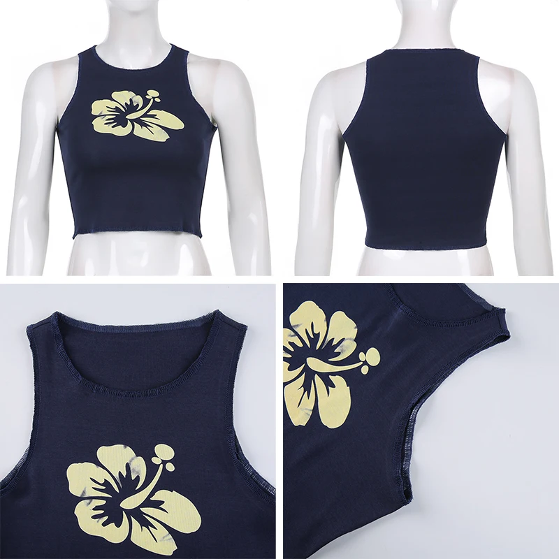 

Floral Print Tank Top Women's Sports Sexy Sleeveless Vest Slim Stretch Crop Top Summer Casual Solid Bodycon Cute Tops Camis 2021