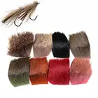 Патчи для вязания мушек, 1 шт., 5 х5 см, волосы оленя, Caddis, материал для сухой вязки мушек, натуральный и окрашенный, оранжевый, черный, красный, зеленый, оливковый загар