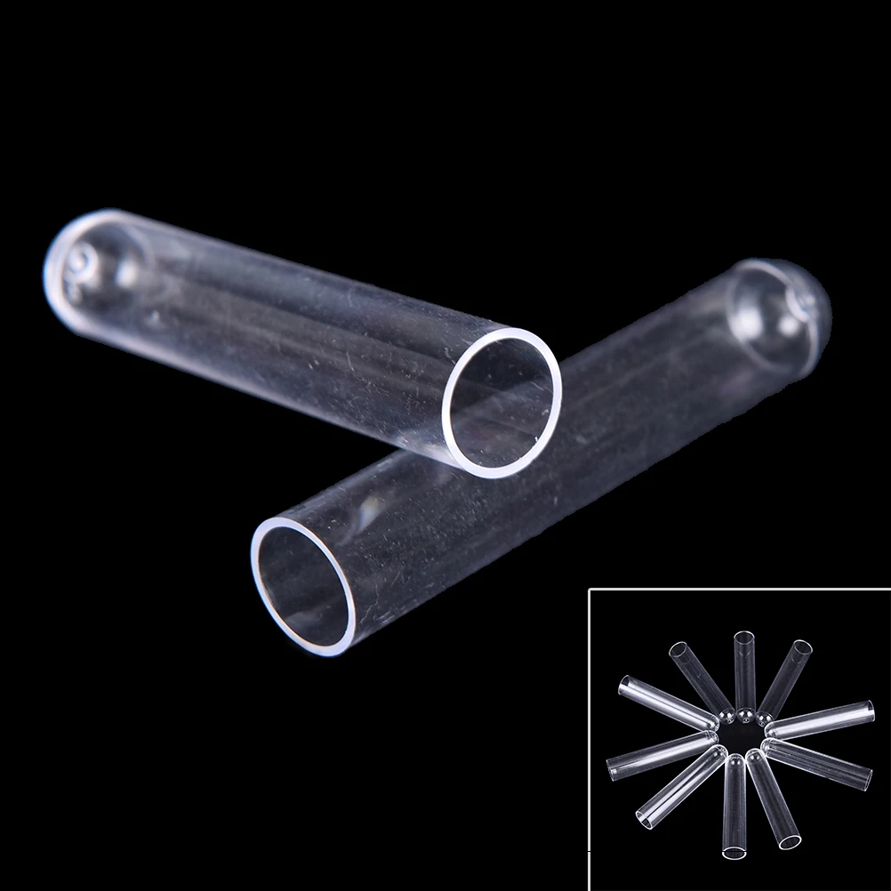 

10pcs 12*60mm Clear Plastic Test Tubes Hard Plastic Test Trial Tube For Office School Chemistry Supplies