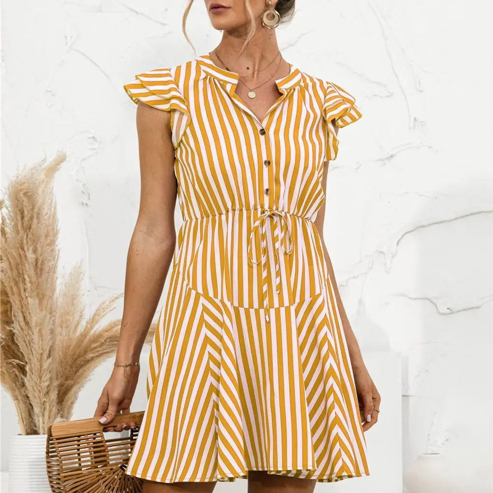 

Мини-платье женское летнее в полоску, с коротким рукавом, 2021