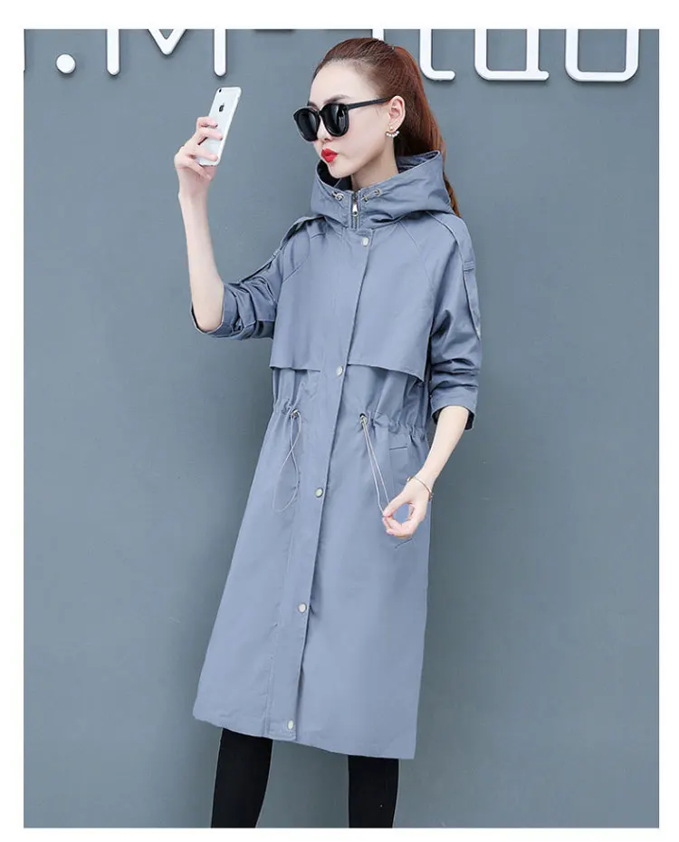 Осенний Новый Модный женский однобортный длинный Тренч пальто Тонкий