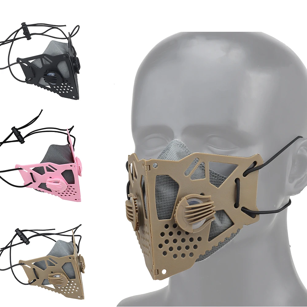 Тактическая полумаска Cyberpunk со сменным фильтром и регулируемым ремешком