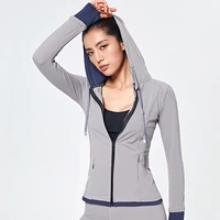 women hooded running jacket long sleeve sweatshirt yoga sports coat fitness wear gym camp dance outdoor biking walk sportswear