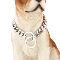 12mm tiasri metal dog collar stainless steel pet chain double row chrome plated training show collar adjustable safety control
