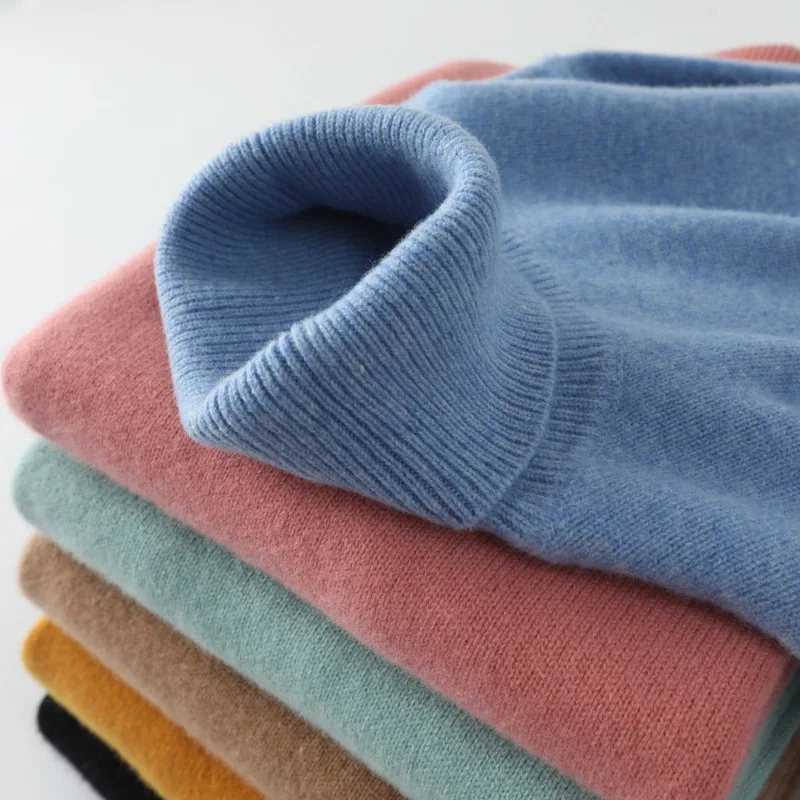 

New Cashmere Sweater Men's High Neck Pullover Solid Color Loose Plus Size Autumn Winter Clothes 2020 Thick Clothing
