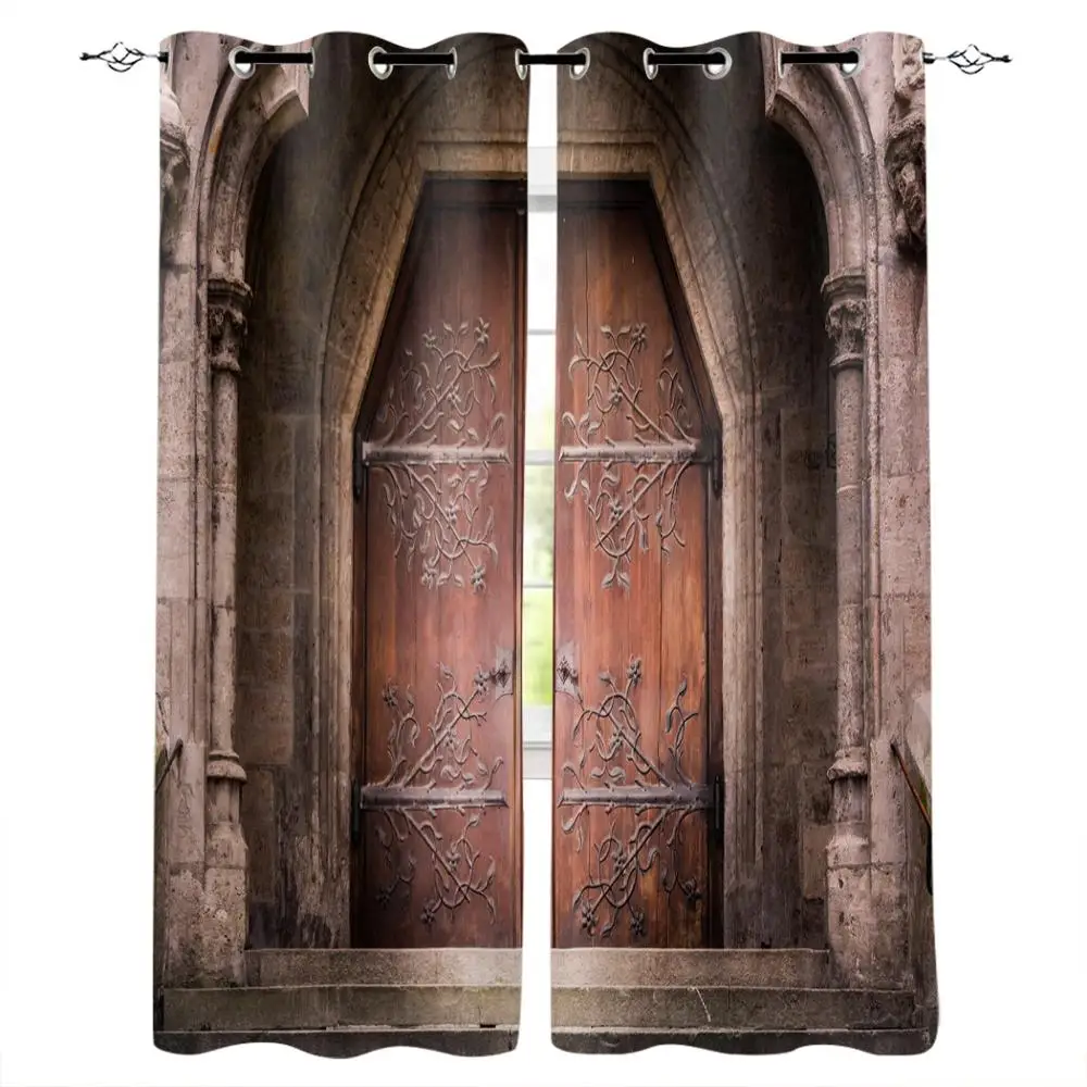 Деревенские шторы деревянный амбар дверь в каменном фермерском доме Винтажный
