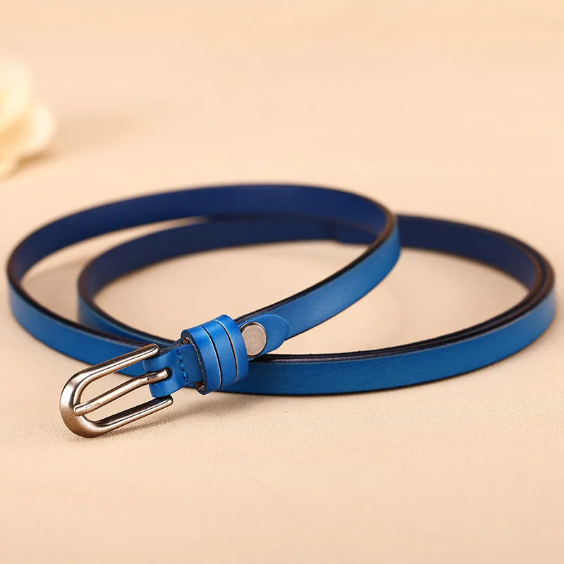 

Женский тонкий ремень из натуральной кожи с пряжкой с тремя кольцами в Корейском стиле Модный повседневный универсальный ремень из бычьей ...