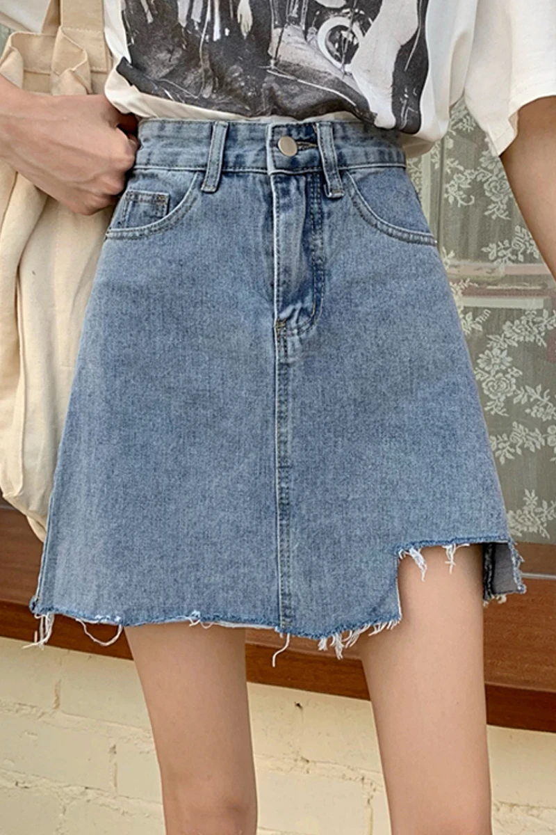 

Early spring denim skirt 2021 new fashion design blue skirt women's summer high waist A-line skirt short skirt