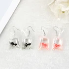 Симпатичные каучуковые серьги-подвески в виде золотой рыбки, морской звезды, маленькие рыбки в мешочке для воды, ювелирные изделия для детей и женщин, 1 пара