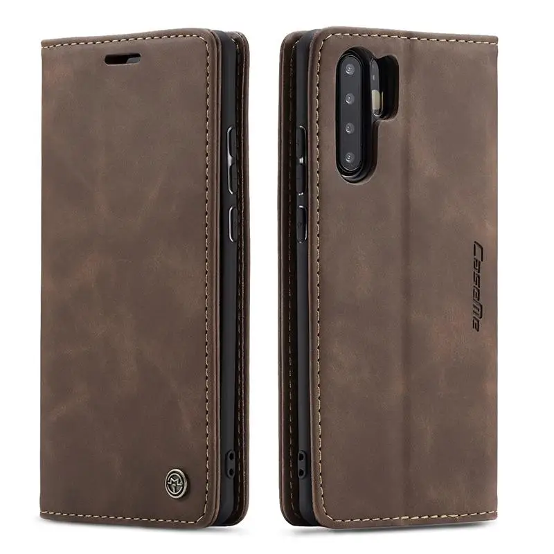 Роскошный кожаный чехол для huawei P30 Lite P30 Pro, держатель для телефона, Магнитный Флип-бумажник, чехол для huawei P smart, чехлы - Цвет: Темно-коричневый