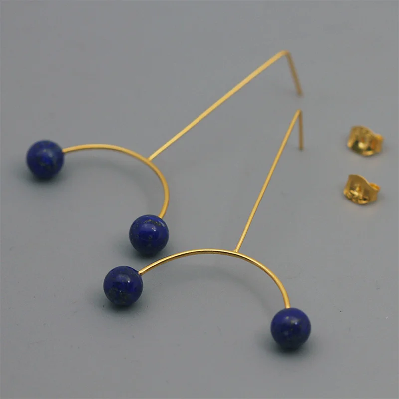 Женские серьги гвоздики с голубым красным шариком INATURE из стерлингового серебра