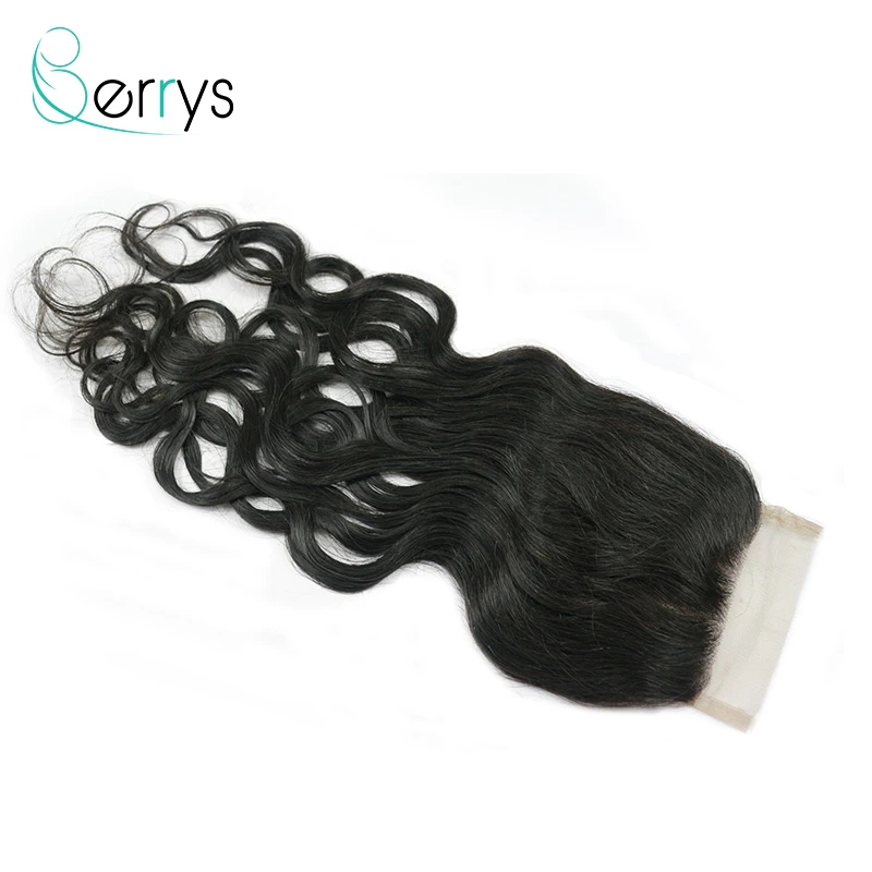 Малазийские человеческие волосы волнистые 3 шт./лот с кружевной застежкой 4x4