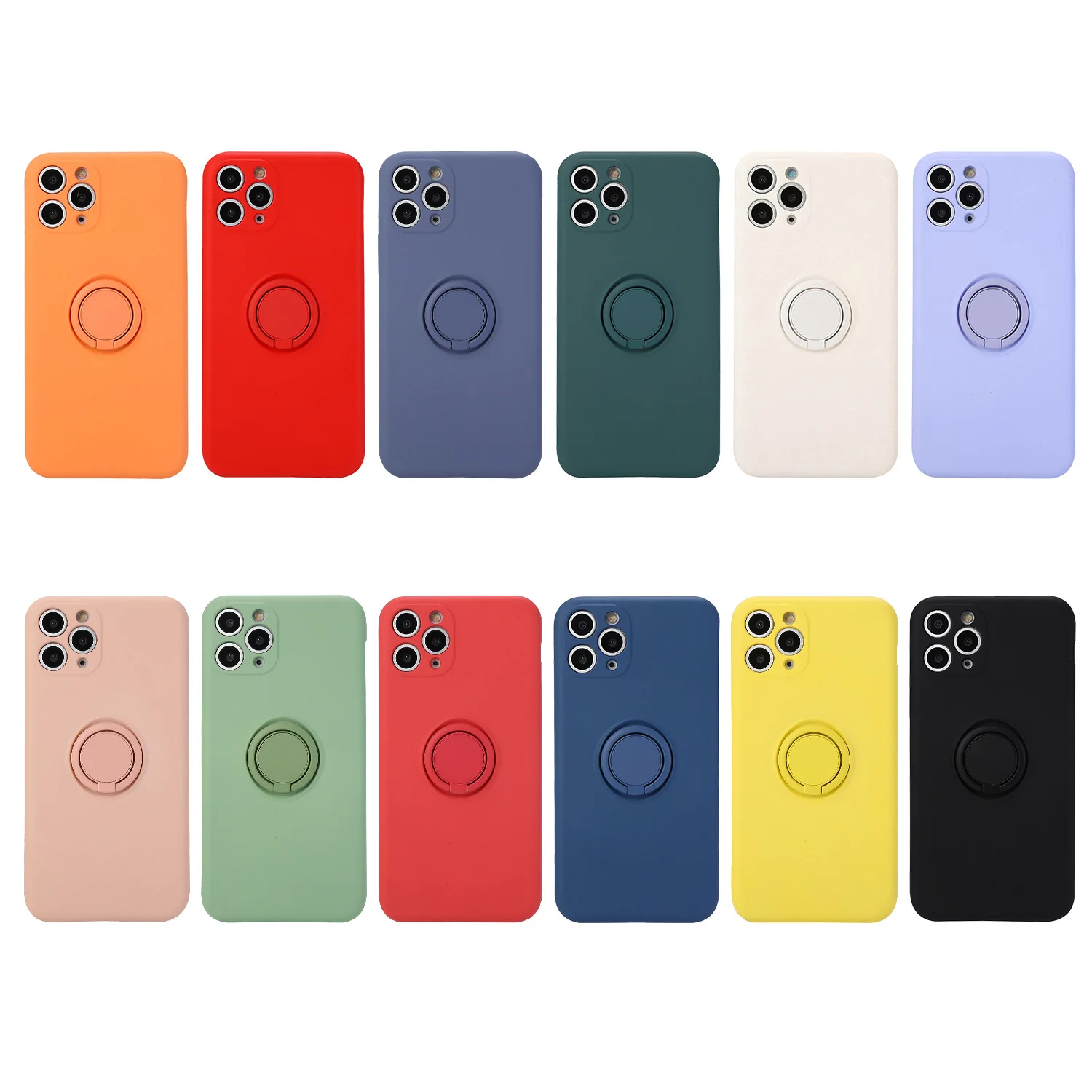 

Original Silicone Magnetic Ring Holder Case For iPhone 12 pro max 11 Pro XS max XR XS X 8 7 6s 6 Plus Soft Cover