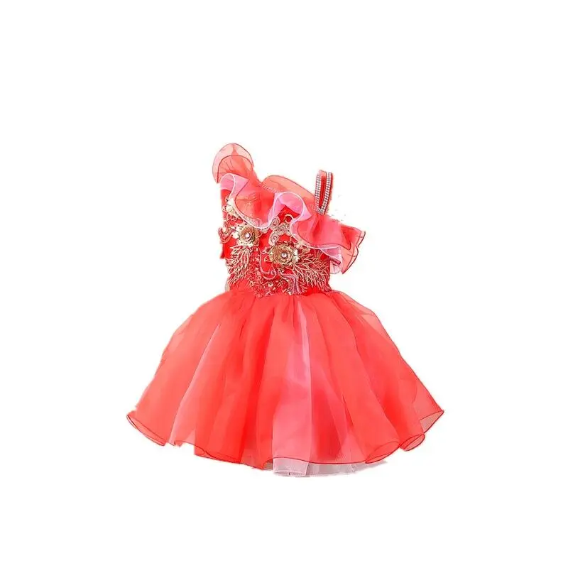 Boy girl jazz dance Latin costume children princess fluffy skirt student catwalk show dress |