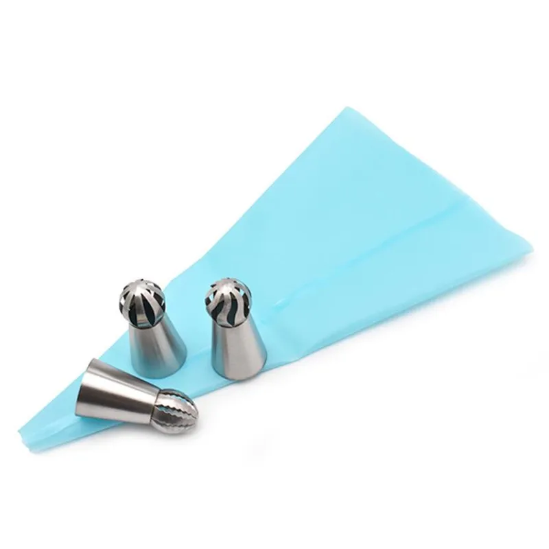 5Pcs Stainless Steel Sphere Ball Icing Piping Nozzles DIY Cake Decorating Tools Silicone Pastry Bag Coupler Adapter Set - купить по