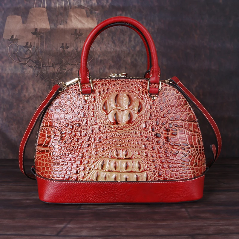 Женская сумка из натуральной кожи с крокодиловым узором винтажная мессенджер