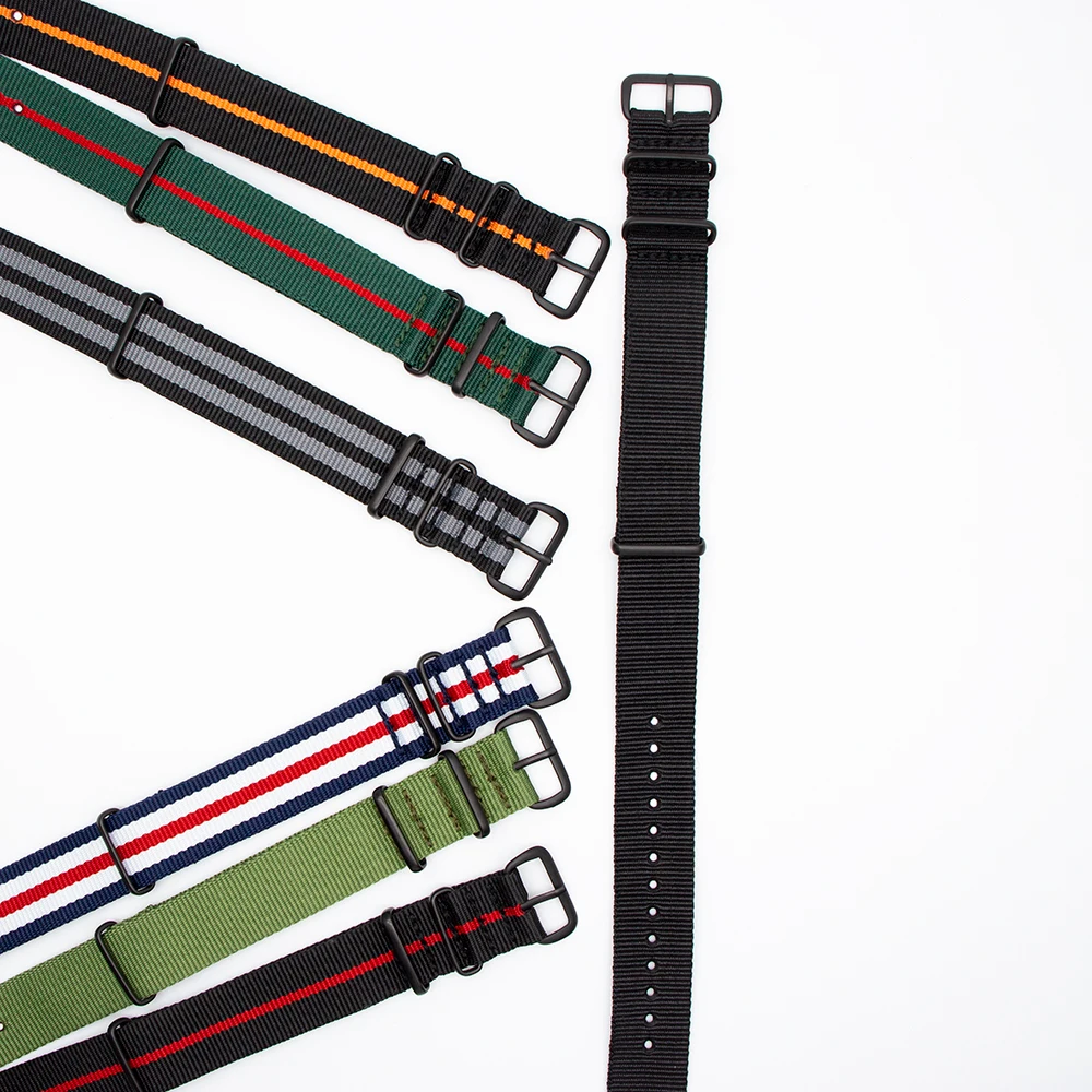 Ремешок спортивный в стиле НАТО для наручных часов Полосатый Прочный Плетеный