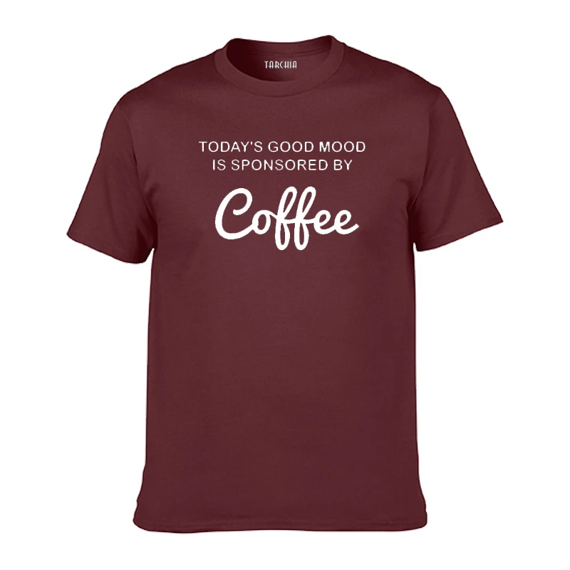 

TARCHIA 2022 Men's T Shirt Fashion Oversized Short Sleeve O Neck Printed Cotton Top Tee For Men COFFEE Print Brand Clothing