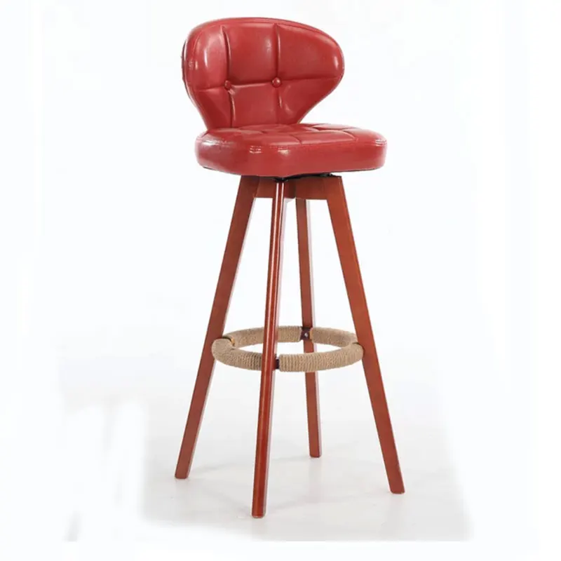 Скандинавский Ретро вращающийся барный стул из твердой древесины высокий бар