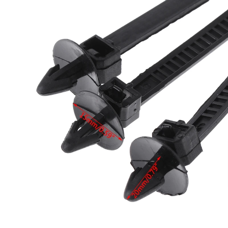 

30 Pcs Nylon Black Car Auto Cable Strap Push Mount Wire Tie Retainer Clip Clamp