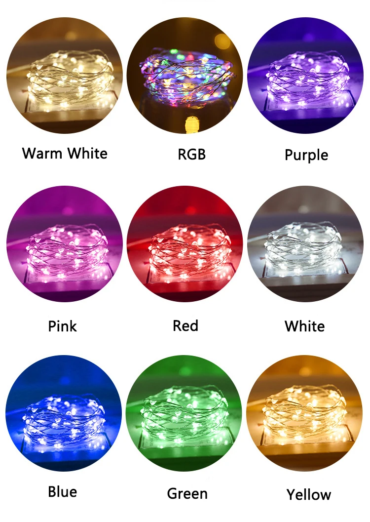 5 м 10 светодиодная гирлянда Серебряная медная проволока с батареей АА для