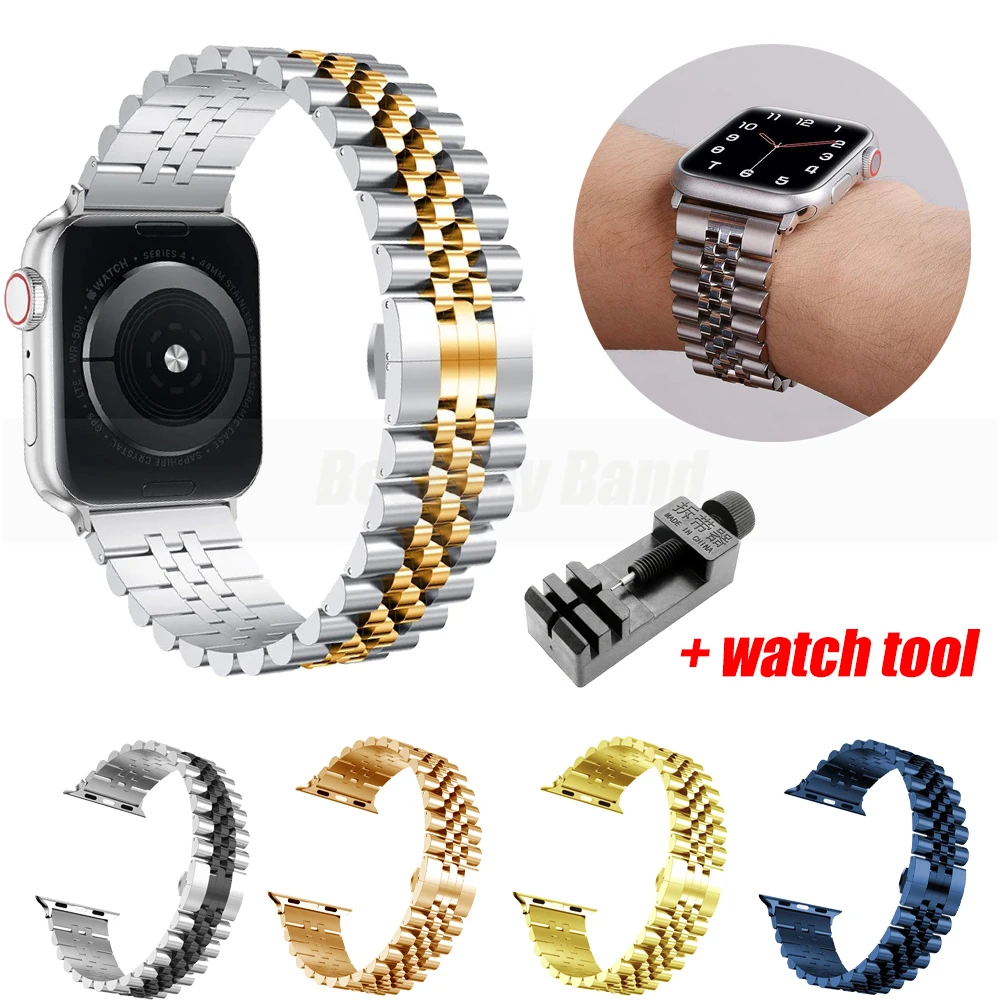 

Luxury stainless steel strap for Apple watch6 5 4 band 40mm 44mm Metal replacement straps for iwatch 3 2 1 42mm 38mm Accessories