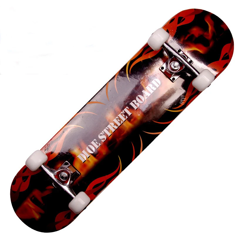 

Double Kicktail Cruiser Skateboard Rocker Board Teenager Adult Maple 4 Wheels Road Skating Street 15 Colors Board Ollie Beginner