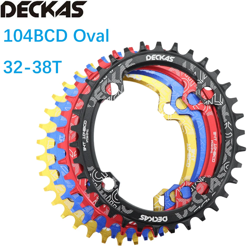Deckas велосипед звезду овальная 104 BCD 32T 34 Т 36 38T зуб MTB дорожный Горный Звездочка 104bcd