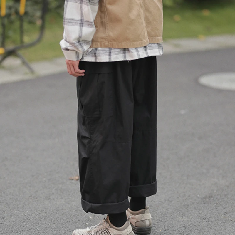 

Casual Cargo Pants Loose Large Size 3XL Solid Simple Pockets All-match Chic Trendy Mens Korean Style Retro Leisure Harajuku New
