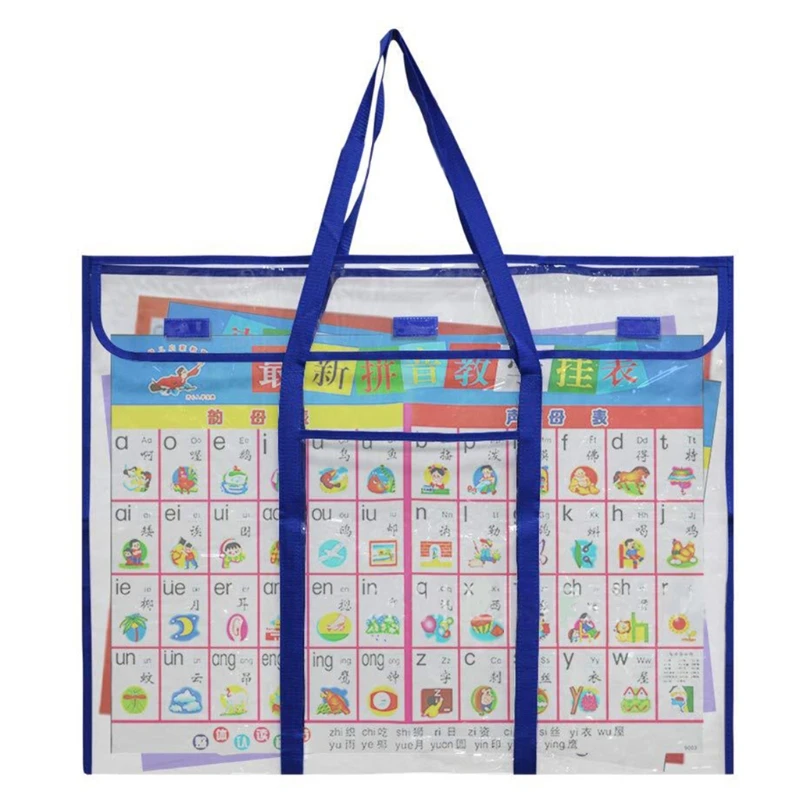 

Tote Bag Bulletin Board Poster Art PVC Storage Pocket Chart with Accessories Pouch Lightweight Durable