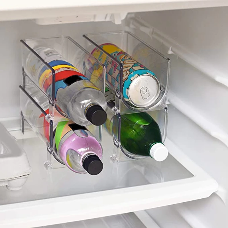 

4Pack Refrigerator Organizer Kitchen Bottle Storage Rack Stackable Wine Holder Bottles Display Shelf Fridge Kitchen