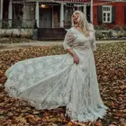 Свадебное платье в стиле бохо Forset, элегантное кружевное ТРАПЕЦИЕВИДНОЕ ПЛАТЬЕ С полурукавами и V-образным вырезом, модель 2022 года
