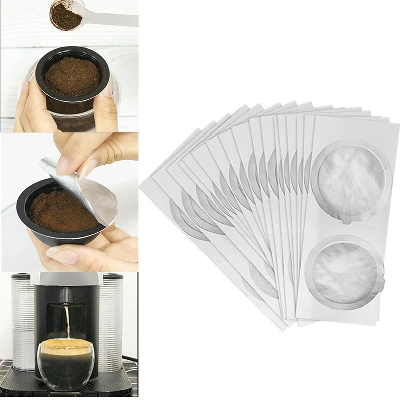 

100PC Refilling Stainless Steel Capsule Self Adhesive Aluminum Foil Brewer Lid Refillable Coffee Capsule Flim Sticker