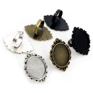 18x25 мм 5 шт античная бронза и посеребренная латунь Овальные регулируемые настройки кольца пустыеоснование, подходят 18x25 мм стеклянные кабошоны