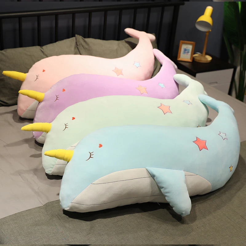

Plush Unicorn Whale Stuffed Sea Animal Toy Shark Cushion Pillow Home Decor Birthday Gift For Children Kids Cartoon Fish Doll