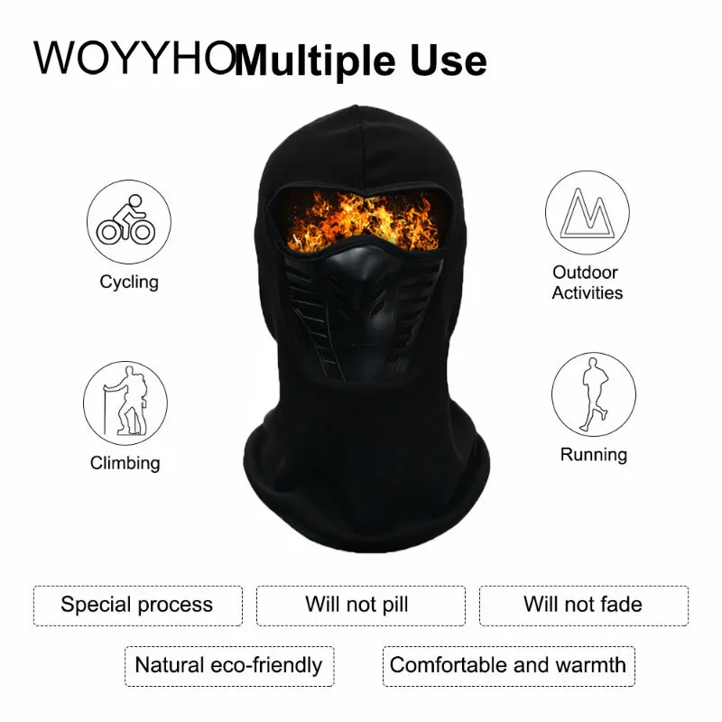 Зимняя походная Лыжная маска Флисовая теплая Ветрозащитная на все лицо для