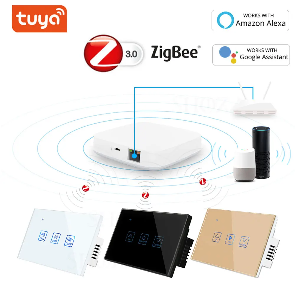 

Tuya Zigbee Wifi вентилятор/Затемнение/занавеска/потолочный светильник умный переключатель голосовой пульт дистанционного управления Сенсорная ...