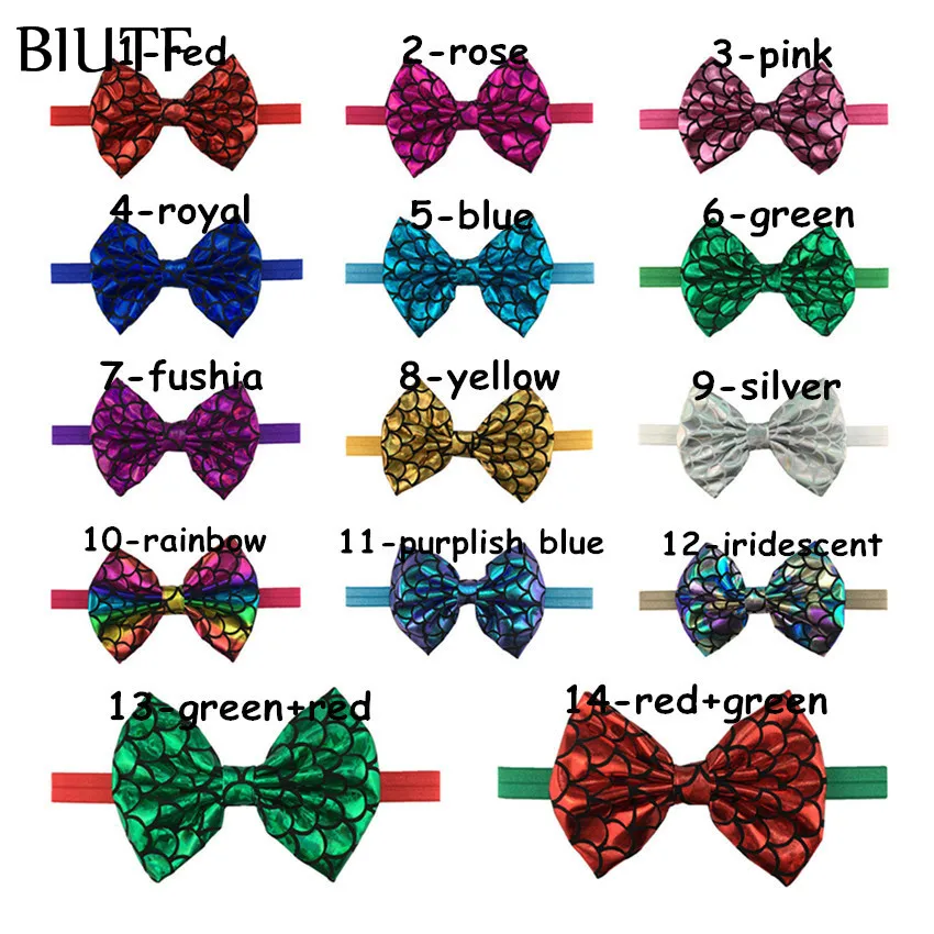 20 шт./лот DIY бутик эластичная лента повязка с 5 ''мягкая ткань Русалка волос лук