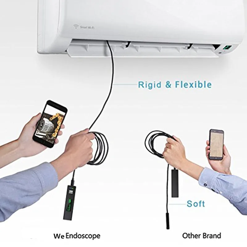 Wi-Fi USB бороскоп IP68 Водонепроницаемая Инспекционная камера 1200P HD гибкий кабель для