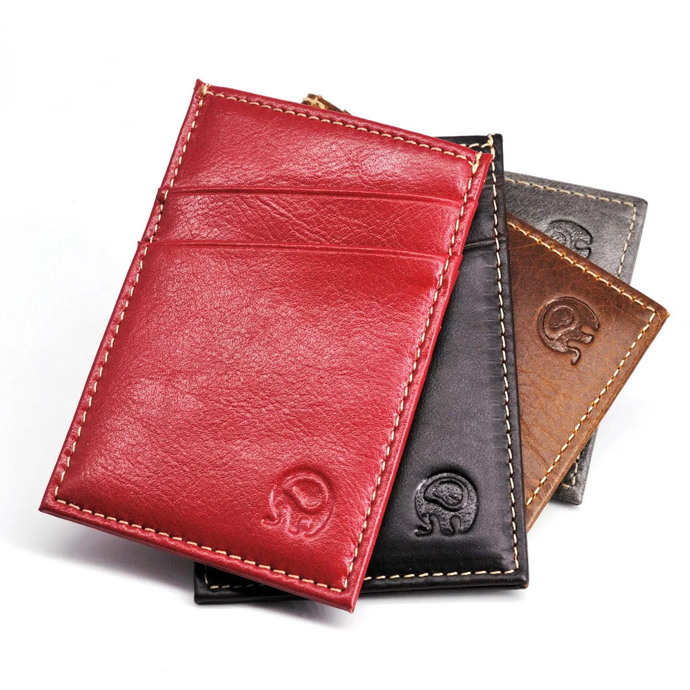 По оптовым ценам из коровьей кожи Для мужчин тонкий держатель для карт масло воск